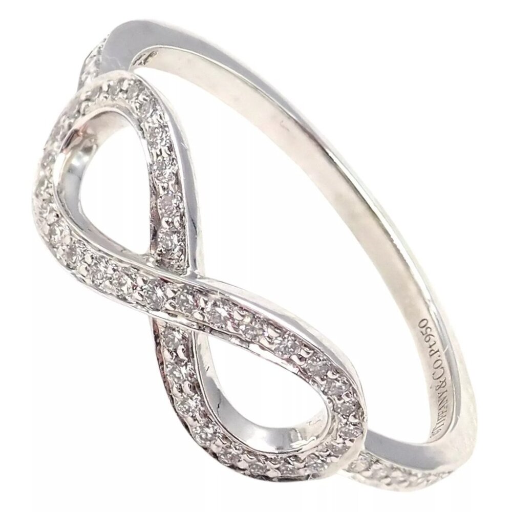 Tiffany & Co Platinum 0.12ct Diamond Infinity Stacking Ring sz 6.5